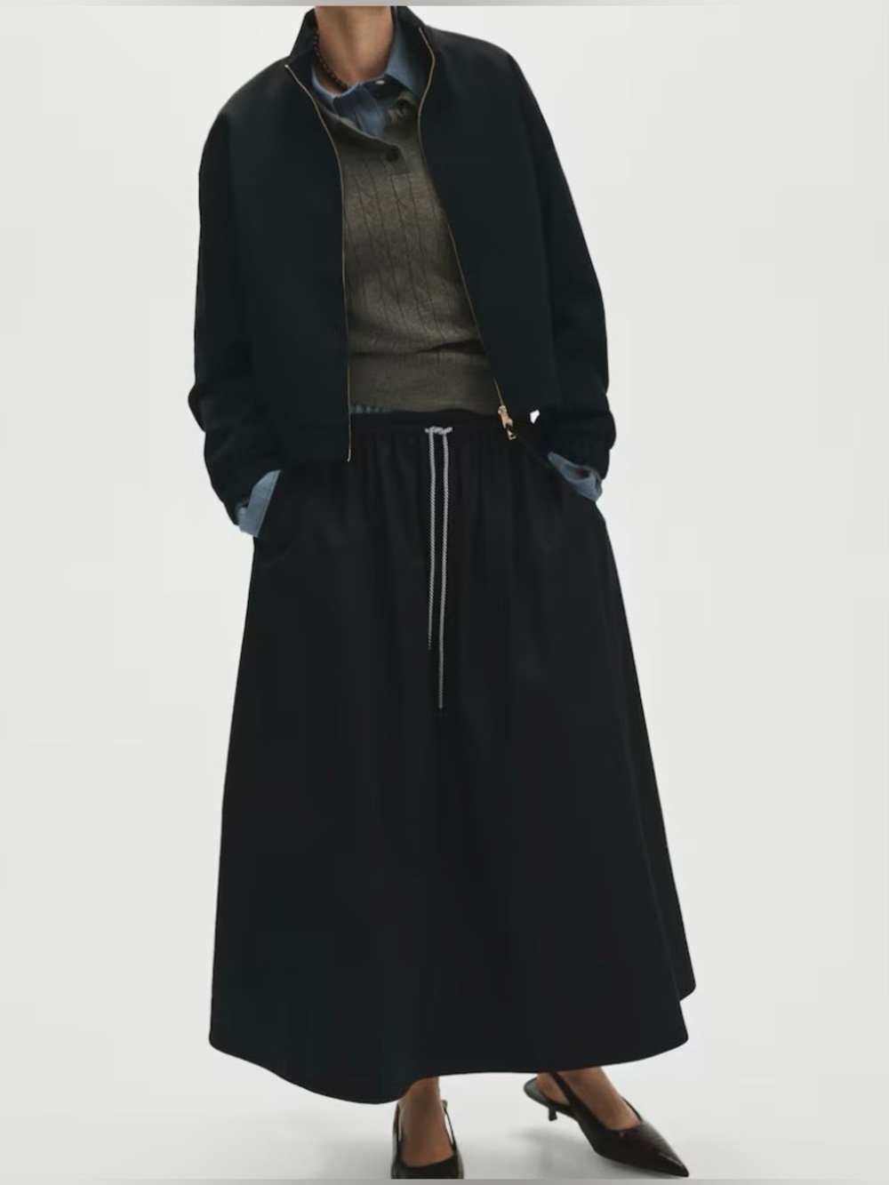 H&M COTTON SKIRT WITH DRAWSTRING BNWT